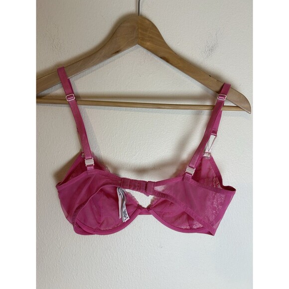 Victoria's Secret 36D DREAM ANGELS LIGHTLY LINED DEMI BRA Pink Berry Lace - Picture 2 of 4